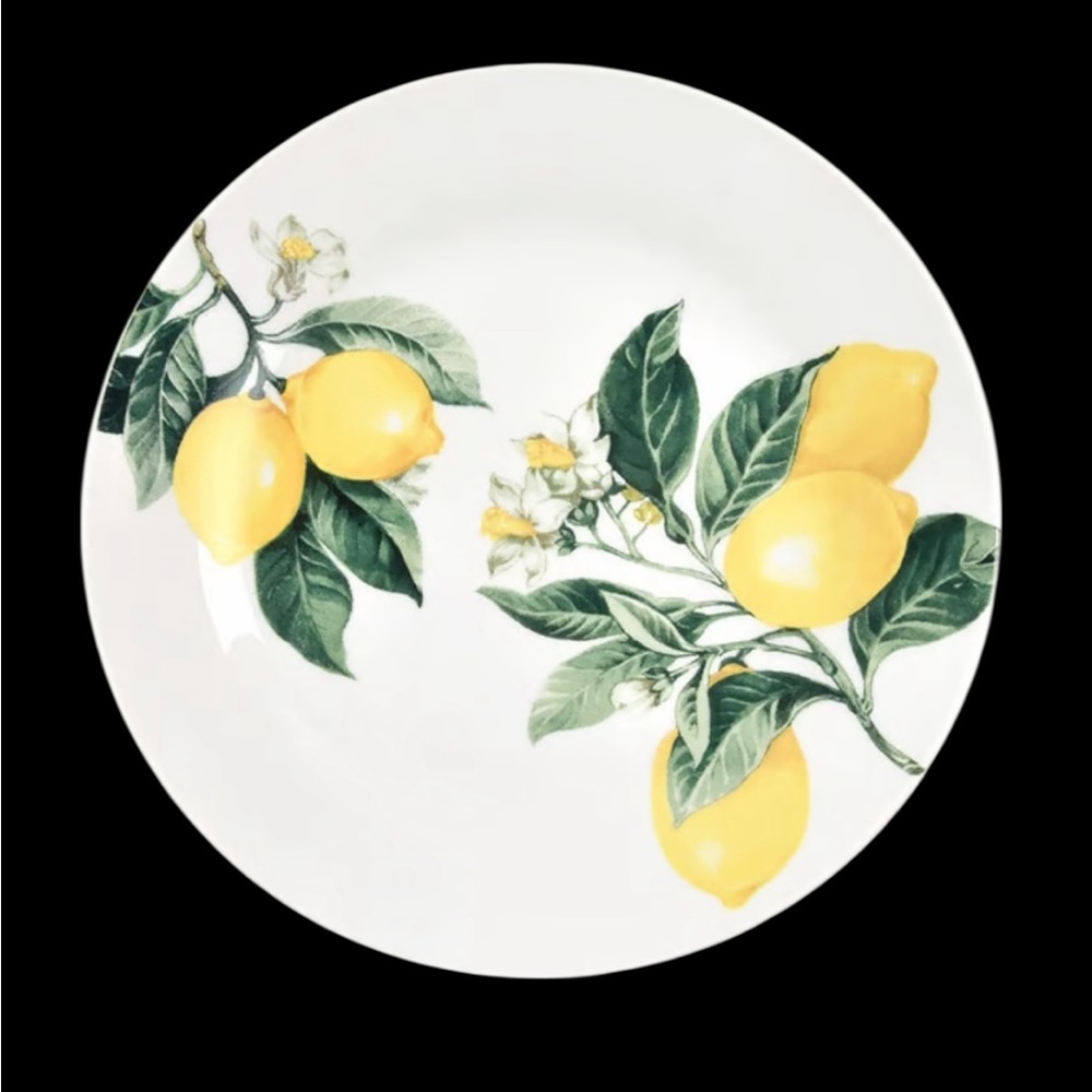 4 Pl Setting Royal Norfolk LEMON Pattern Dinner Plates & Soup And 16oz Glass